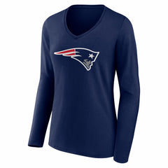 Drake Maye New England Patriots Women's Nickname V-Neck Long Sleeve T-Shirt - Navy - NFL