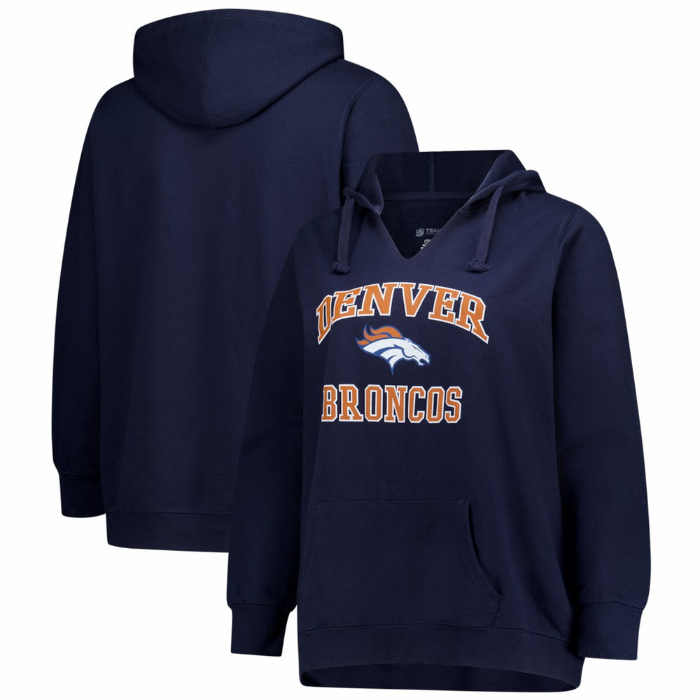 Denver Broncos Women's Plus Size Heart & Soul Notch Neck Hoodie - Navy - Fanatics