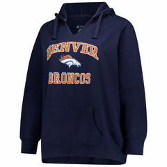 Denver Broncos Women's Plus Size Heart & Soul Notch Neck Hoodie - Navy - Fanatics