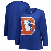 Denver Broncos Women's Plus Size Primary Logo Long Sleeve Scoop Neck T-Shirt - Royal - Fanatics
