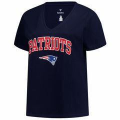 New England Patriots Women's Plus Size Arch Over Logo V-Neck T-Shirt - Navy - Fanatics
