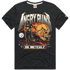 DK Metcalf Pittsburgh Steelers Homage Unisex Angry Runs Player Graphic Tri-Blend T-Shirt - Charcoal - NFL