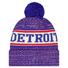 New Era Detroit Pistons Team Cuffed Knit Hat with Pom Blue