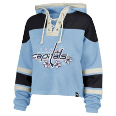 Alexander Ovechkin Washington Capitals '47 Women's Cherry Blossom Superior Lacer Cropped Pullover Hoodie - Light Blue | 47 brand on sale
