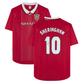 Adidas - Teddy Sheringham Manchester United Autographed 1999 Red UEFA Champions League Home Jersey - Icons