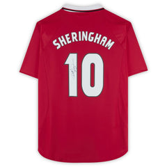 Adidas - Teddy Sheringham Manchester United Autographed 1999 Red UEFA Champions League Home Jersey - Icons