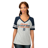 Detroit Tigers G-III 4Her by Carl Banks Women's Goal Line Raglan V-Neck T-Shirt for sale
