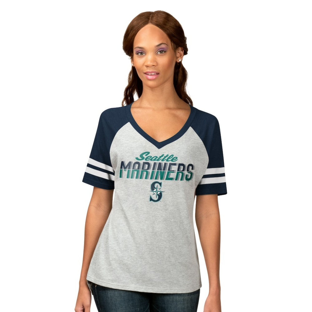 Seattle Mariners G-III 4Her by Carl Banks Women's Goal Line Raglan V-Neck T-Shirt Online