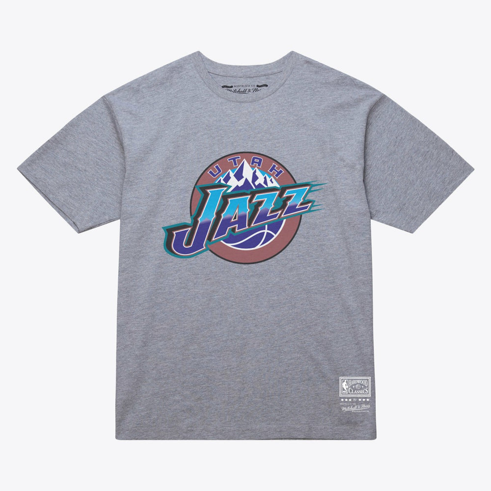 Mitchell & Ness Utah Jazz Unisex Hardwood Classics Arch T-Shirt Heather Gray