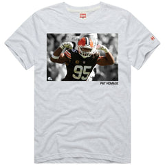 Myles Garrett Cleveland Browns Homage Unisex Player Graphic Tri-Blend T-Shirt - Ash - NFL