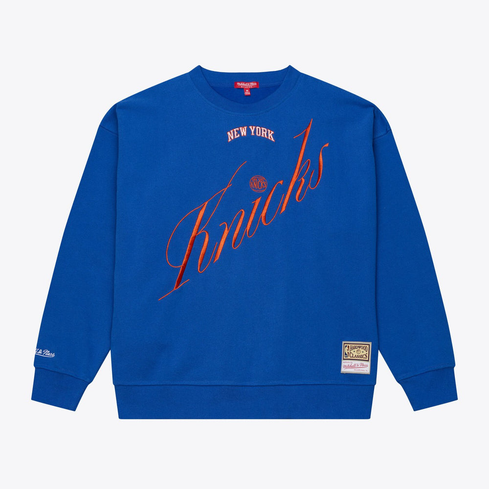 Mitchell & Ness New York Knicks Women's Hardwood Classics Script Lightweight Sweatshirt Royal