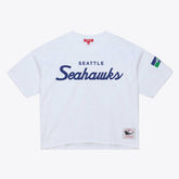 Seattle Seahawks Women's Head Coach Cropped T-Shirt - White - Mitchell & Ness