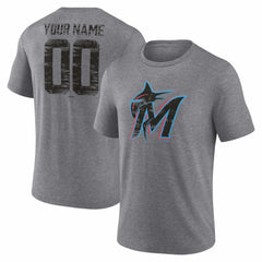 Miami Marlins Heritage Personalized Any Name & Number Tri-Blend T-Shirt Discount