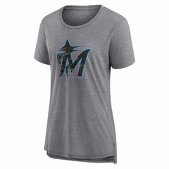Miami Marlins Women's Heritage Personalized Any Name & Number Tri-Blend T-Shirt Sale