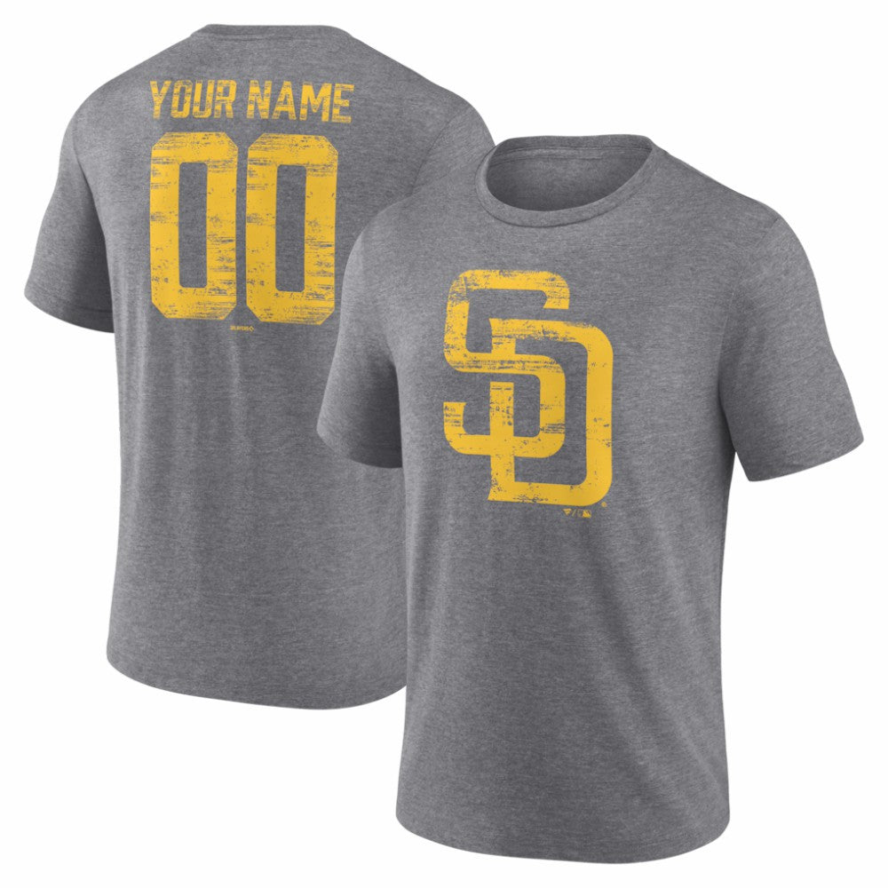 San Diego Padres Heritage Personalized Any Name & Number Tri-Blend T-Shirt Near Me