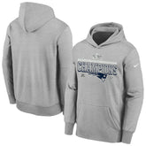 New England Patriots Youth 2025 AFC Champions Locker Room Trophy Collection Authentic Hoodie - Gray - Nike