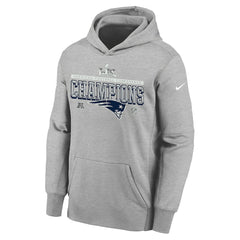 New England Patriots Youth 2025 AFC Champions Locker Room Trophy Collection Authentic Hoodie - Gray - Nike