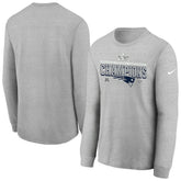 New England Patriots Youth 2025 AFC Champions Locker Room Trophy Collection Long Sleeve T-Shirt - Gray - Nike