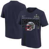 New England Patriots Youth 2025 AFC Champions Glory Shield Helmet T-Shirt - Navy - Nike