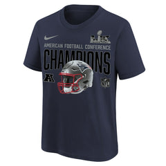 New England Patriots Youth 2025 AFC Champions Glory Shield Helmet T-Shirt - Navy - Nike