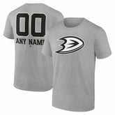 Anaheim Ducks Big & Tall Personalized Name & Number Monochrome T-Shirt - Gray | NHL Lifestyle