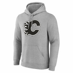 Calgary Flames Big & Tall Personalized Name & Number Monochrome Pullover Hoodie - Gray | NHL Clearance