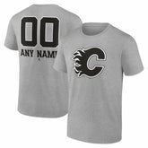 Calgary Flames Big & Tall Personalized Name & Number Monochrome T-Shirt - Gray | NHL online