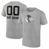 Chicago Blackhawks Big & Tall Personalized Name & Number Monochrome T-Shirt - Gray | NHL discount