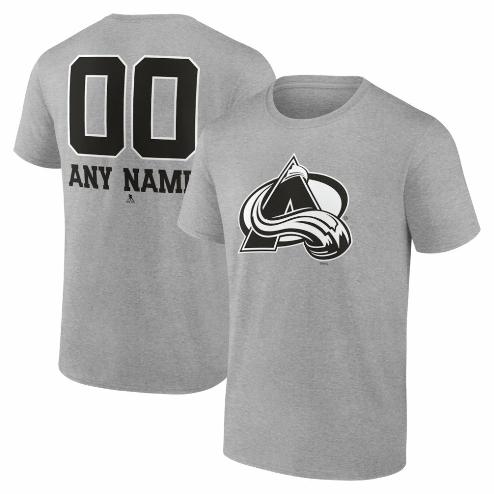 Colorado Avalanche Big & Tall Personalized Name & Number Monochrome T-Shirt - Gray | NHL on sale