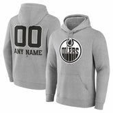 Edmonton Oilers Big & Tall Personalized Name & Number Monochrome Pullover Hoodie - Gray | NHL Lifestyle
