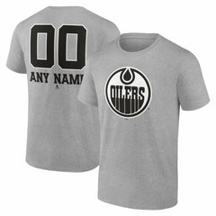 Edmonton Oilers Big & Tall Personalized Name & Number Monochrome T-Shirt - Gray | NHL discount