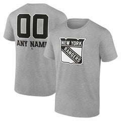 New York Rangers Big & Tall Personalized Name & Number Monochrome T-Shirt - Gray | NHL Lifestyle