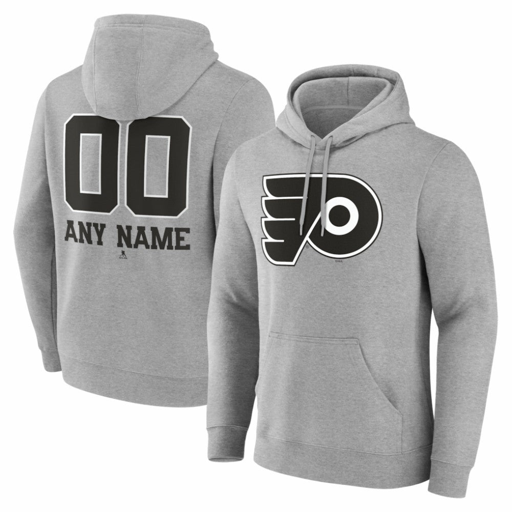 Philadelphia Flyers Big & Tall Personalized Name & Number Monochrome Pullover Hoodie - Gray | NHL on sale