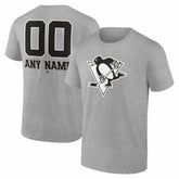 Pittsburgh Penguins Big & Tall Personalized Name & Number Monochrome T-Shirt - Gray | NHL discount