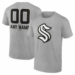 Seattle Kraken Big & Tall Personalized Name & Number Monochrome T-Shirt - Gray | NHL sale