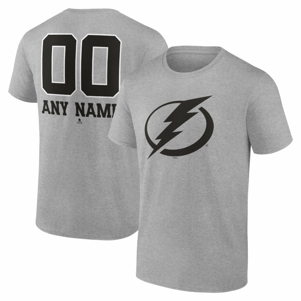 Tampa Bay Lightning Big & Tall Personalized Name & Number Monochrome T-Shirt - Gray | NHL Clearance