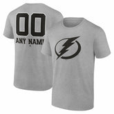 Tampa Bay Lightning Big & Tall Personalized Name & Number Monochrome T-Shirt - Gray | NHL Clearance
