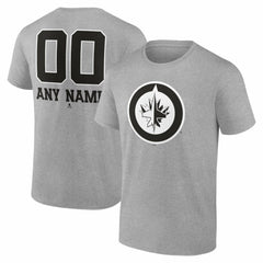 Winnipeg Jets Big & Tall Personalized Name & Number Monochrome T-Shirt - Gray | NHL Clearance