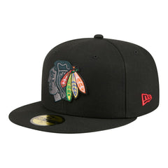 Chicago Blackhawks New Era Color Pop 59FIFTY Fitted Hat - Black | New Era Clearance