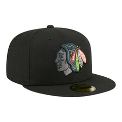 Chicago Blackhawks New Era Color Pop 59FIFTY Fitted Hat - Black | New Era Clearance