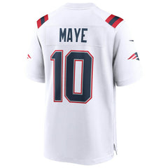 Drake Maye New England Patriots Super Bowl LX Patch Game Jersey - White - Nike