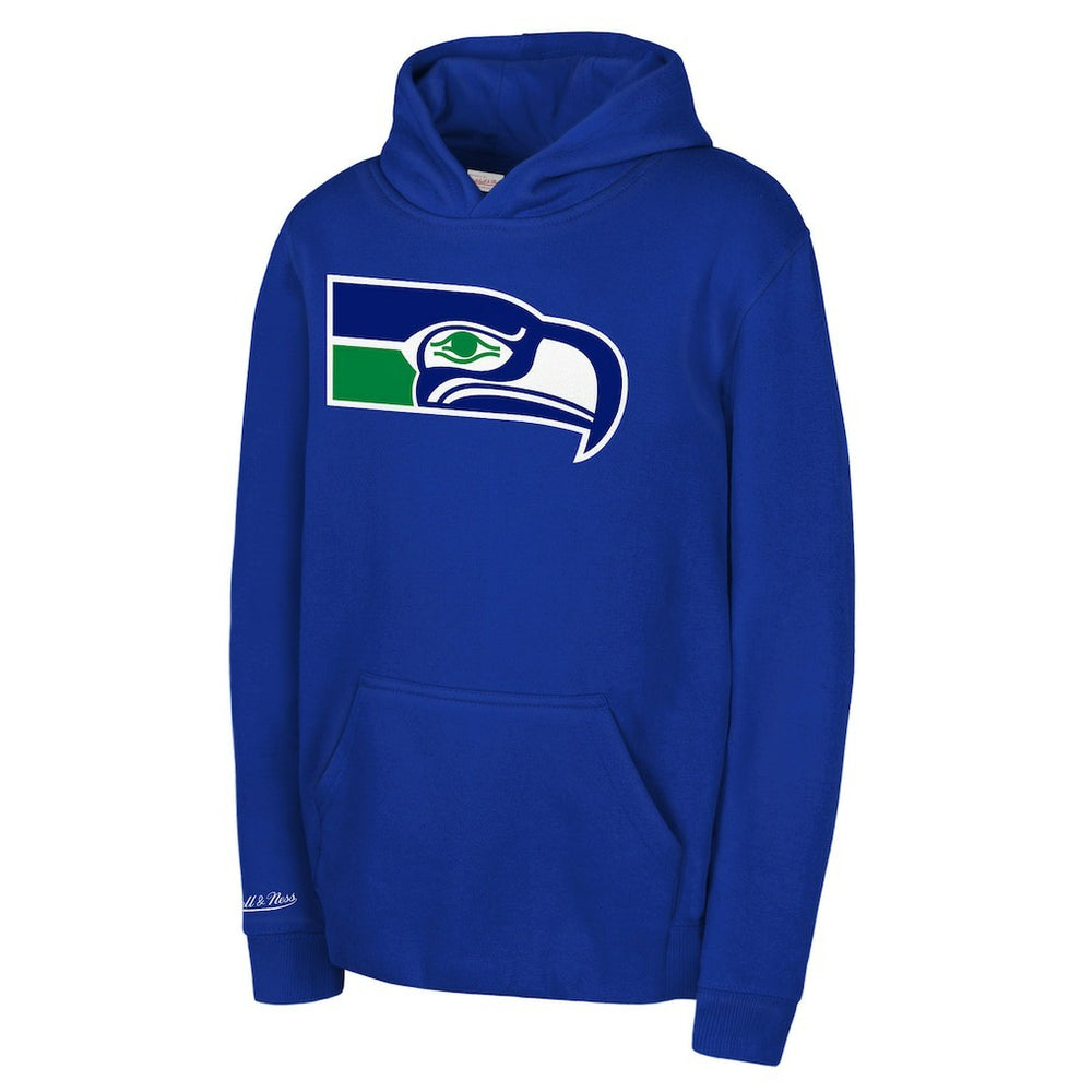 Seattle Seahawks Youth Retro Logo Hoodie - Royal - Mitchell & Ness