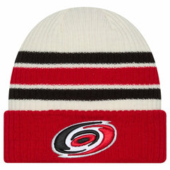 Carolina Hurricanes New Era Vintage Cuffed Knit Hat - Cream/Red | New Era Clearance