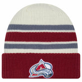 Colorado Avalanche New Era Vintage Cuffed Knit Hat - Cream/Burgundy | New Era online