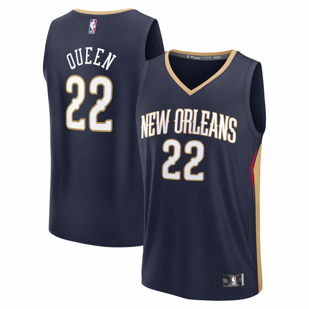 Fanatics Derik Queen New Orleans Pelicans Fast Break Replica Jersey Icon Edition Navy