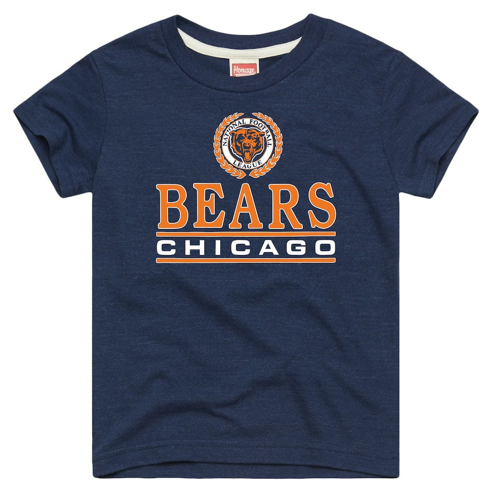 Chicago Bears Homage Youth Crest Tri-Blend T-Shirt - Navy - NFL