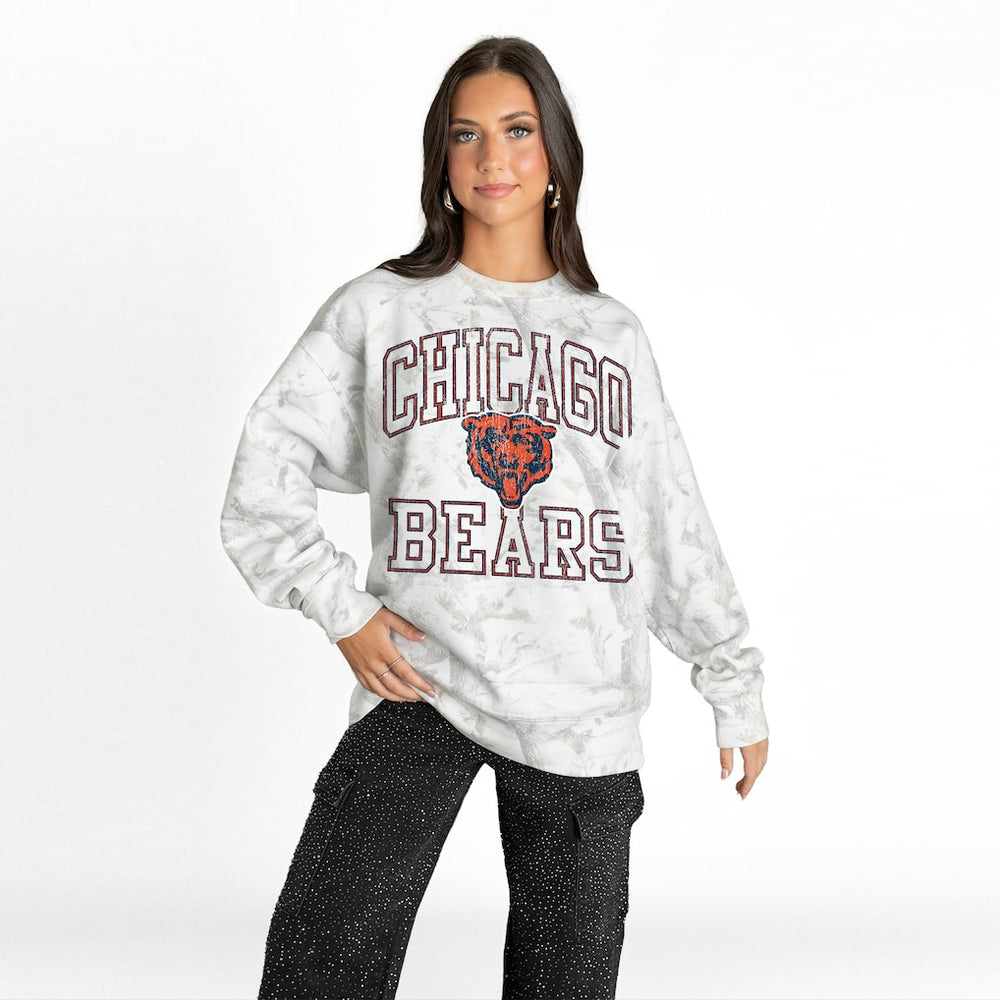 Chicago Bears Gameday Couture Women's Whiteout Oversized Premium Fleece Sweatshirt - Arctic Camo - NFL
