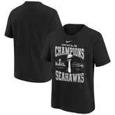 Seattle Seahawks Youth Super Bowl LX Champions Locker Room Trophy Collection Replica T-Shirt - Black - Nike