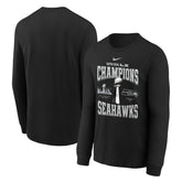 Seattle Seahawks Youth Super Bowl LX Champions Locker Room Trophy Collection Long Sleeve T-Shirt - Black - Nike