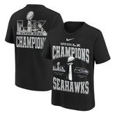 Seattle Seahawks Youth Super Bowl LX Champions Locker Room Trophy Collection Authentic T-Shirt - Black - Nike